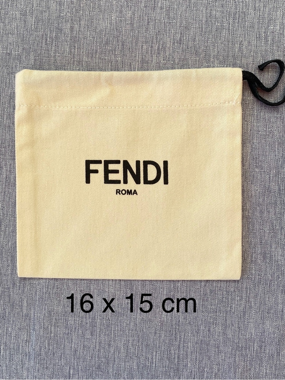 Authentic FENDI | Cream Cotton Drawstring Pouch - 16x15 cm